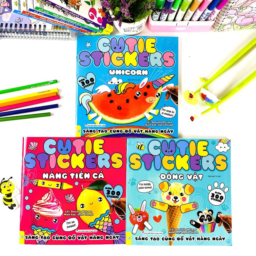 Combo 3 cuốn Cutie Stickers Sáng tạo cùng đồ vật hàng ngày