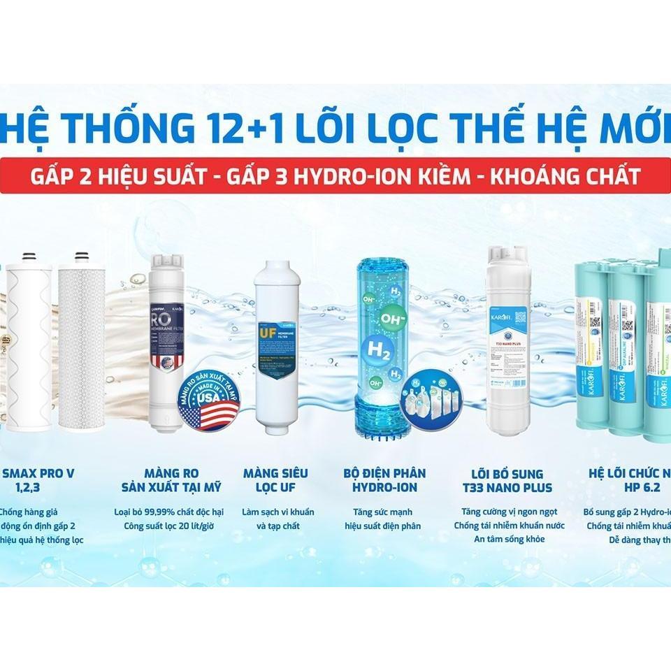 Máy lọc nước Hydro-ion kiềm Karofi KAE-S68 PRO, 5 tấm điện cực tin tan, 4 chế độ nước - Hàng Chính Hãng