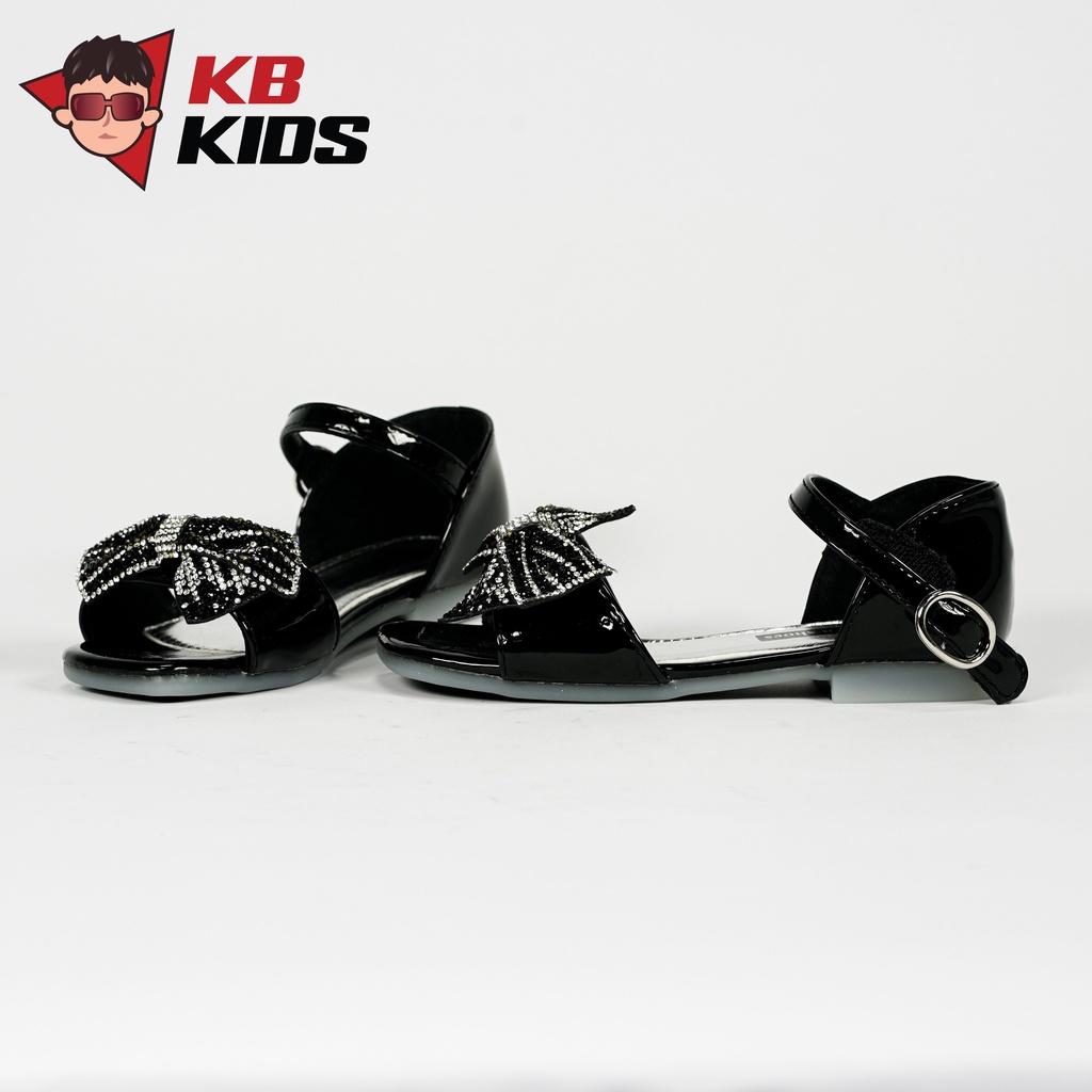 Dép Sandal Cho Bé Gái KB Kids Xăng Đan Nơ Đá 2 Màu Hồng Đen - KB011