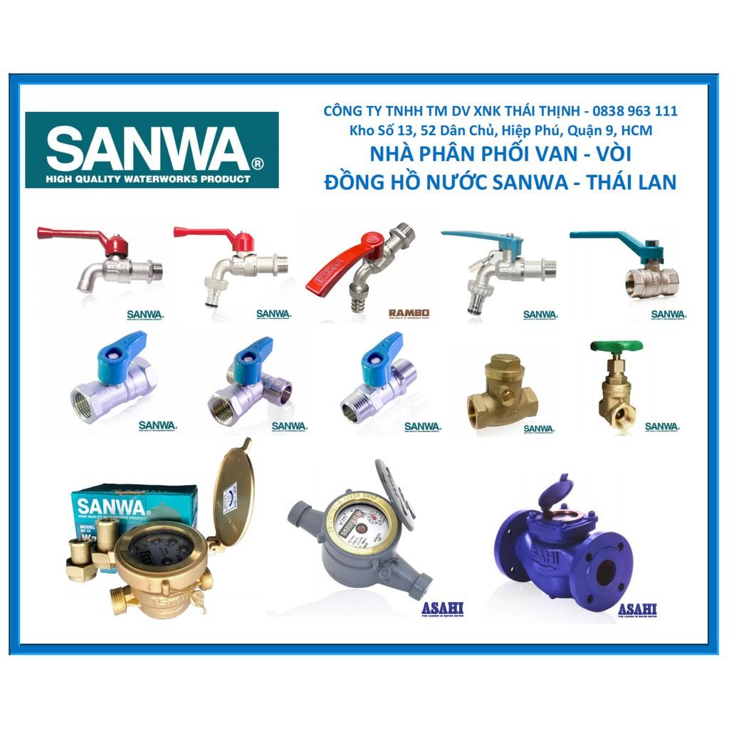 Van cóc Sanwa Thái Lan nối đồng hồ nước BV20CJ+MTE 3/4'', có xuất hóa đơn VAT