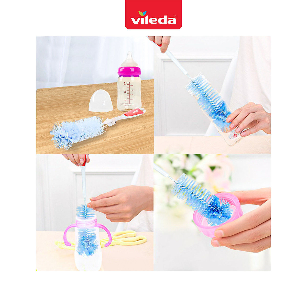 Dụng cụ cọ rửa bình sữa, chai, lọ, cốc Vi Lê Đa TSU156198 hàng Đức