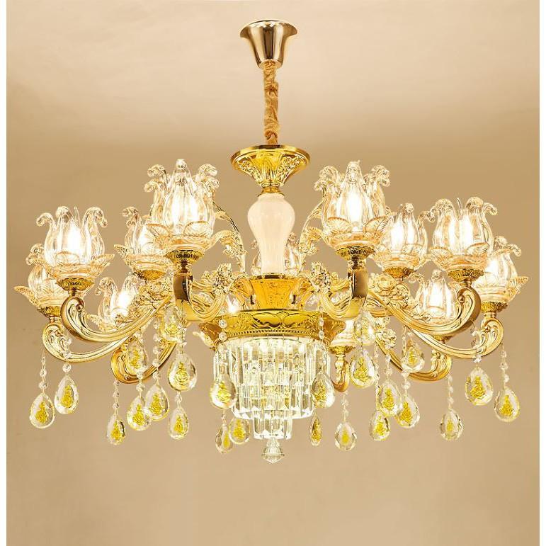 Đèn chùm phong cách Châu Âu trang trí nội thất hiện đại, sang trọng loại 15 tay - kèm bóng LED chuyên dụng.