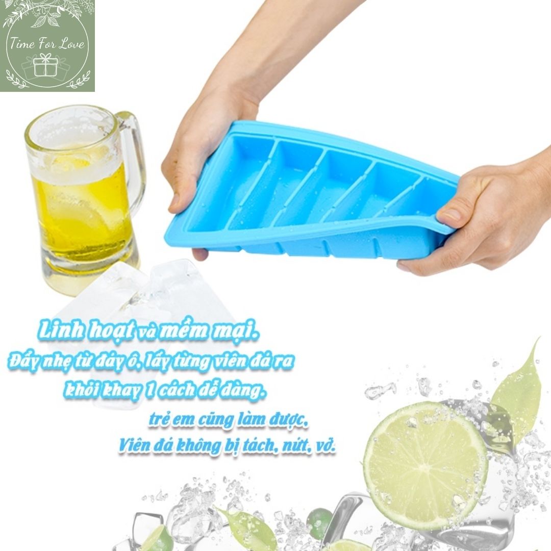 Khay làm đá silicone 5 ngăn cỡ lớn, đá uống bia,chống dính,dễ dàng làm và lấy đá ra khỏi khay