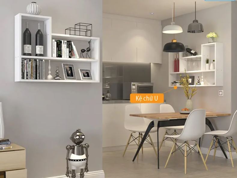 Combo 2 Kệ Gỗ Trang Trí Treo Tường Chữ L và Chữ U Juno Sofa CTKT812 90cm x 62cm x 15cm