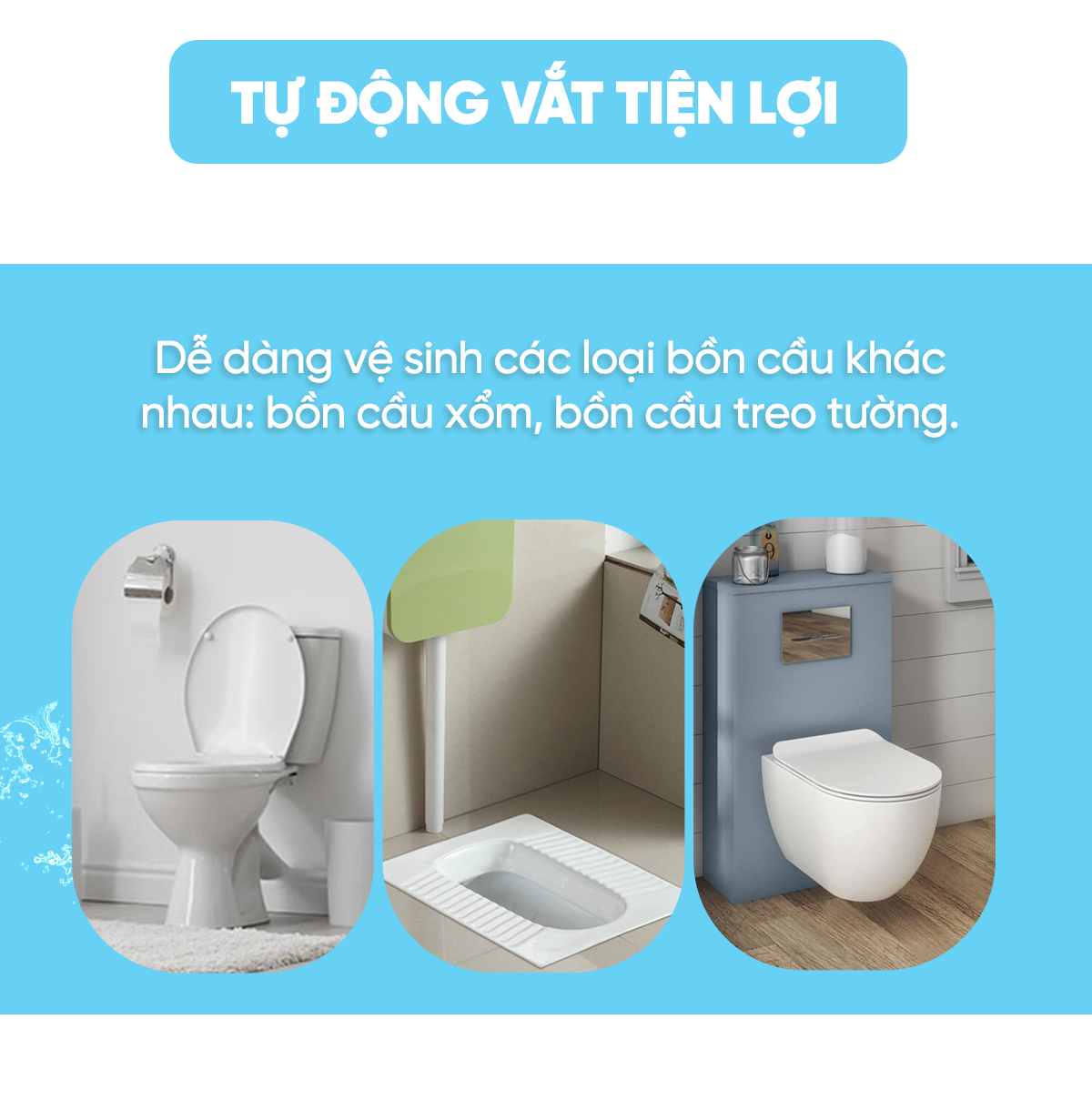 Cây Chà Bồn Cầu MyJae, Cọ Chà Toilet  Loại  2 Đầu Tròn Kháng Khuẩn 45cm