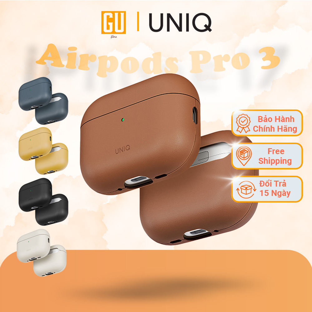 Ốp Bảo Vệ UNIQ LYDEN VEX Cho Apple Airpods Pro 3 Da Nhân Tạo Cao Cấp Hỗ Trợ Sạc Có Dây Tương Thích Sạc Không Dây Hàng Chính Hãng