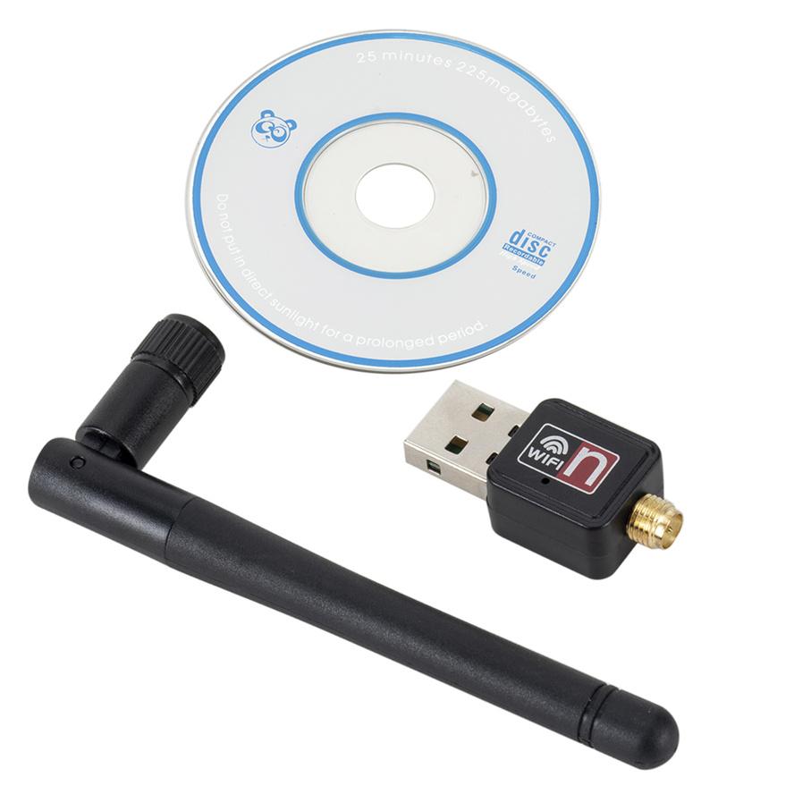 PZZPSS Card mạng không dây WiFi USB2.0 150Mbps 802.11 b/g/n LAN bộ chuyển đổi với ăng-ten có thể xoay cho máy tính xách tay PC Mini Wi-Fi
