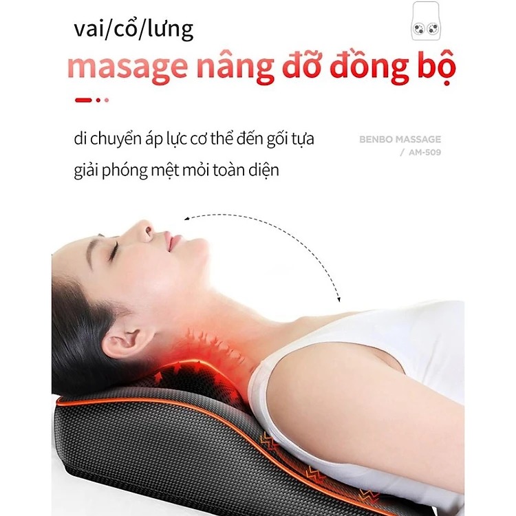Gối Massage Cổ Vai Gáy Hồng Ngoại Đa Năng 20 Bi Cao Cấp, Bảo Hành 12 Tháng
