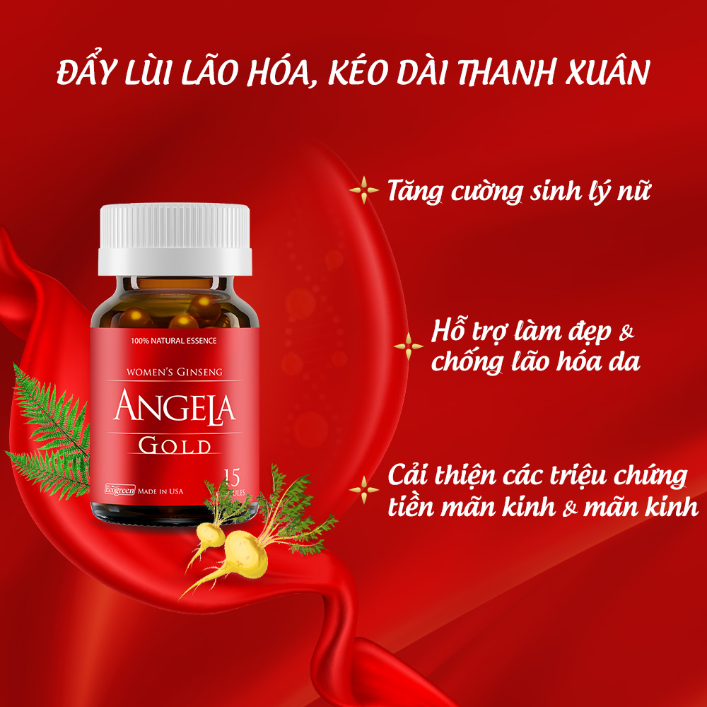 Viên uống ANGELA GOLD tăng cường sinh lý nữ với Lepidium Meyenii, P.Leucotomos (15 viên)