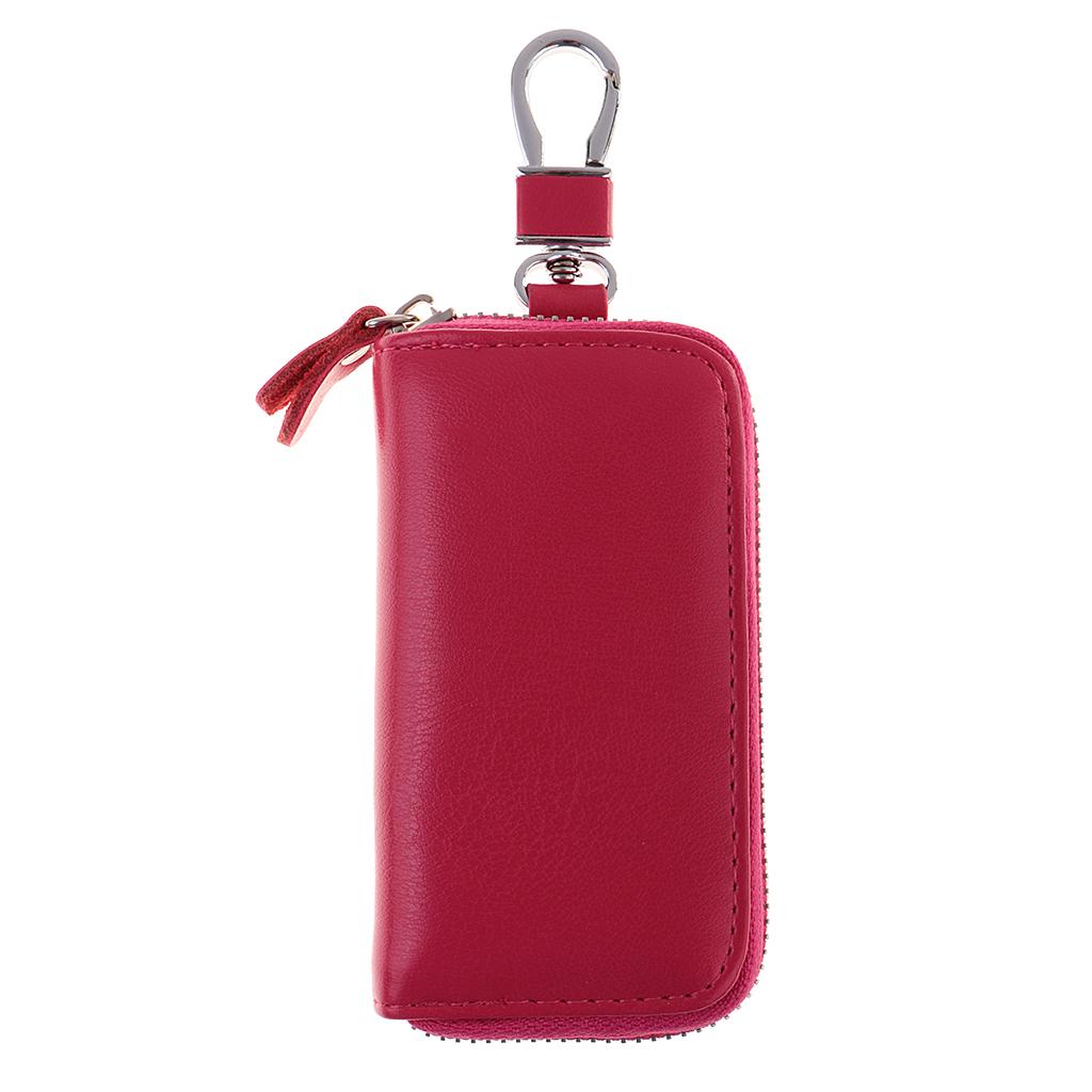 Genuine Leather Car Key Holder Keychain Case Bag Hook Pouch