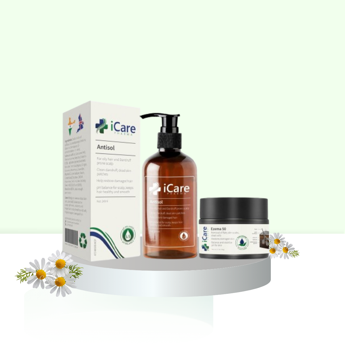 Combo Sản Phẩm Ezema 50 & Dầu Gội Sạch Gàu Antisol, Hỗ Trợ Trị Gàu Ngứa, Nấm Da Đầu Lâu, Tặng Mặt Nạ Ngẫu Nhiên