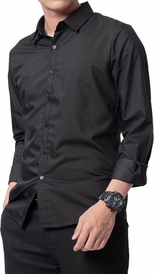 Áo Sơ Mi Nam Công Sở Dài Tay Vải Lụa Dáng Body Thời Trang Chất Lượng Cao