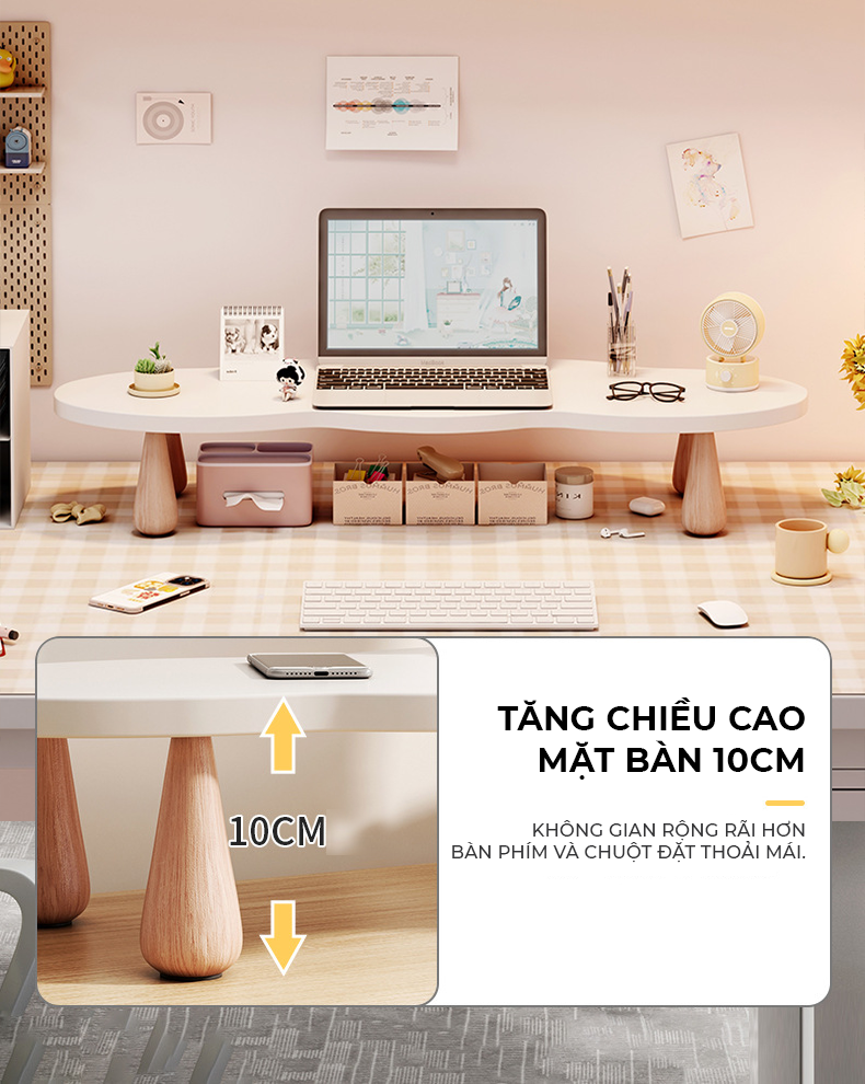 Kệ để màn hình máy tính, laptop decor bàn làm việc thiết kế đẹp thương hiệu IGA - GP390