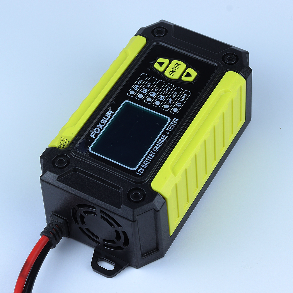 Bộ sạc và test bình ắc quy 12V 2 trong 1 FOXSUR FTC-1206 máy kiểm tra bình ắc quy