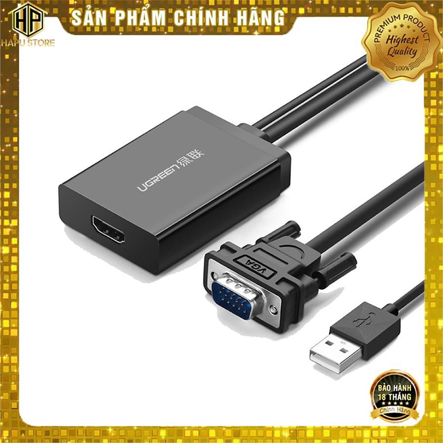 Cáp chuyển đổi VGA sang HDMI Ugreen 40213 có audio chính hãng - Hàng Chính Hãng