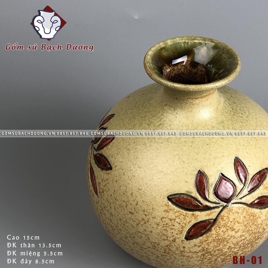 Bình hút lộc mini - Bình gốm nhỏ gọn dễ sử dụng trang trí bàn làm việc, phòng khách, phòng ăn