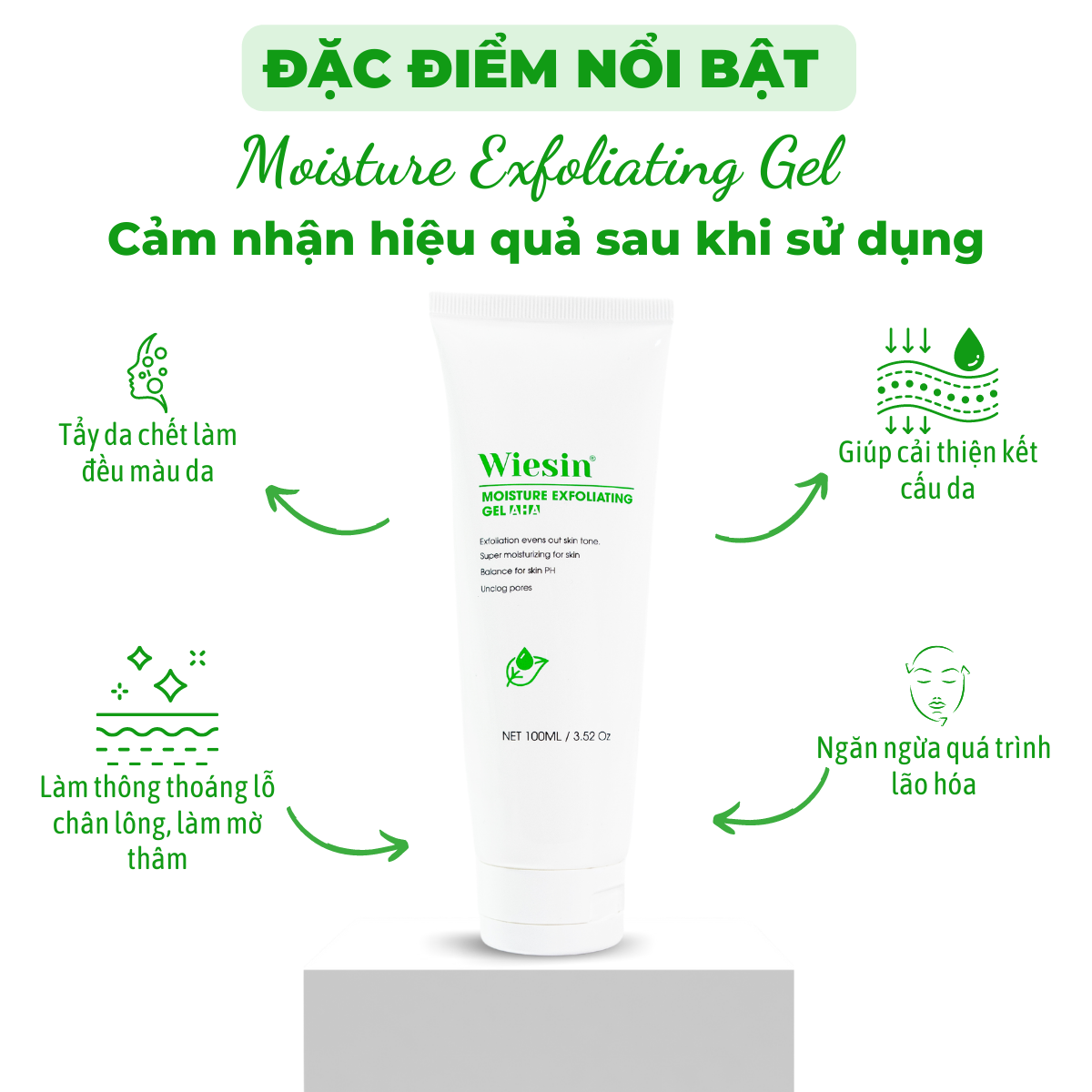 Tẩy tế bào chết cho da mặt Wiesin Moisture Exfoliating Gel 100ml - WS02