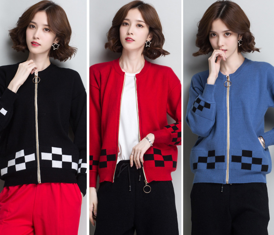 Áo Len Nữ Họa Tiết Ca Rô Cá Tính ALNO36 MayBlue Thời Trang Hàn Quốc New Fashion