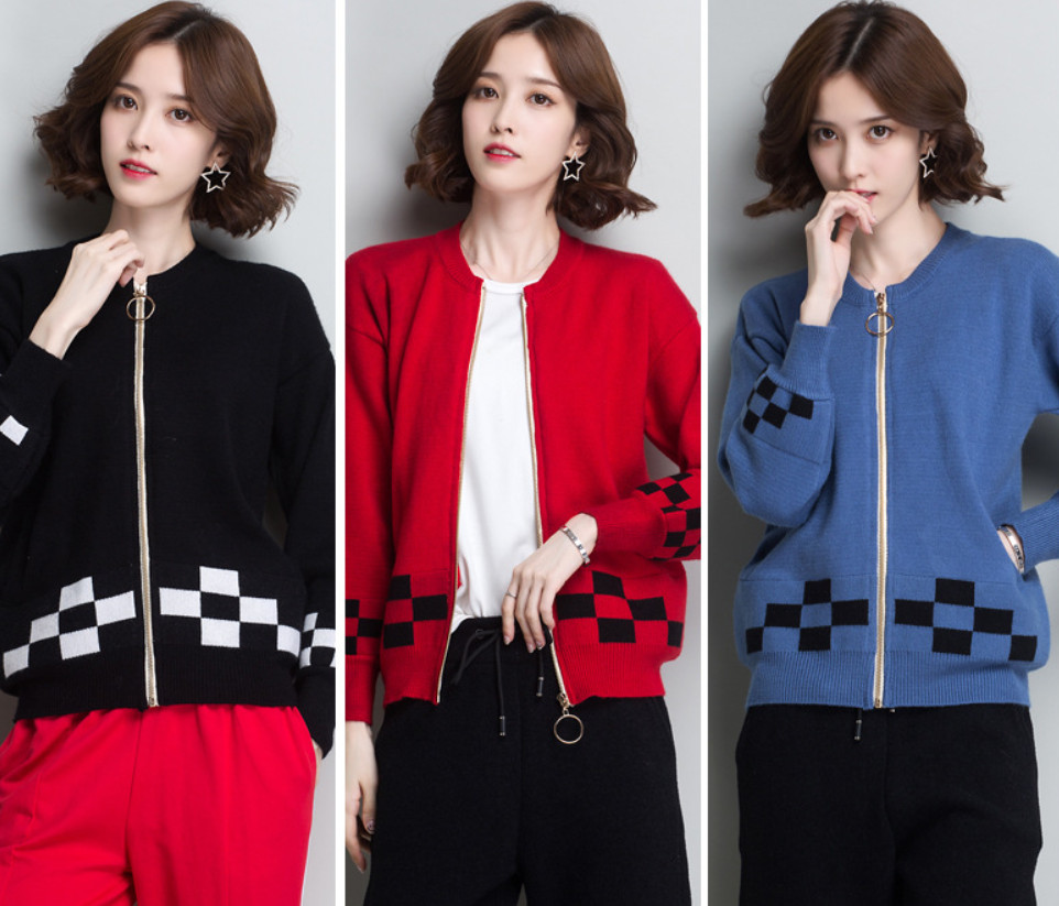 Áo Len Cardigan Nữ Khóa Kéo Tay Bồng Họa Tiết Xinh Thời Trang Korea ALN036 MayHomes Mẫu Mới Đông Xuân