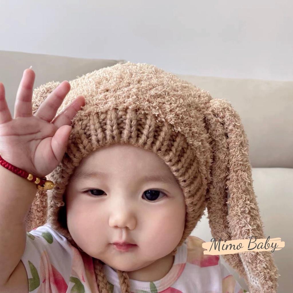 Mũ nón len bông xù tai thỏ dài đáng yêu cho bé 5m-3y Mimo baby ML41