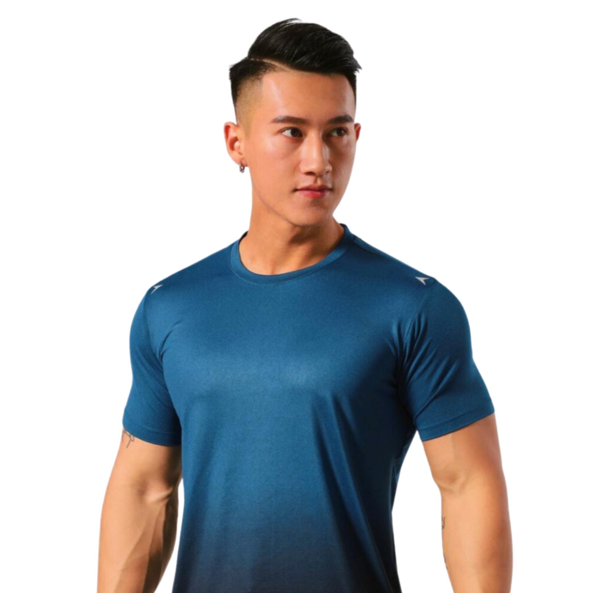 Áo Thun Nam Thể Thao Cổ Tròn Tập Gym Chạy Bộ Beatme Form Body Vái Siêu Mát Màu Xanh  Ombre Thoải Mái Tập Luyện Mùa Hè