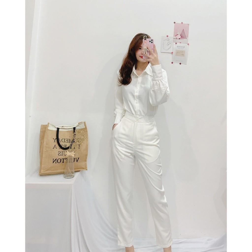 QUẦN TÂY ĐEN TRẮNG NUDE LƯNG THUN CẠP CAO PHÍA SAU CÓ LƯNG THUN SUÔNG ỐNG ÔM-hình thật shop chụp