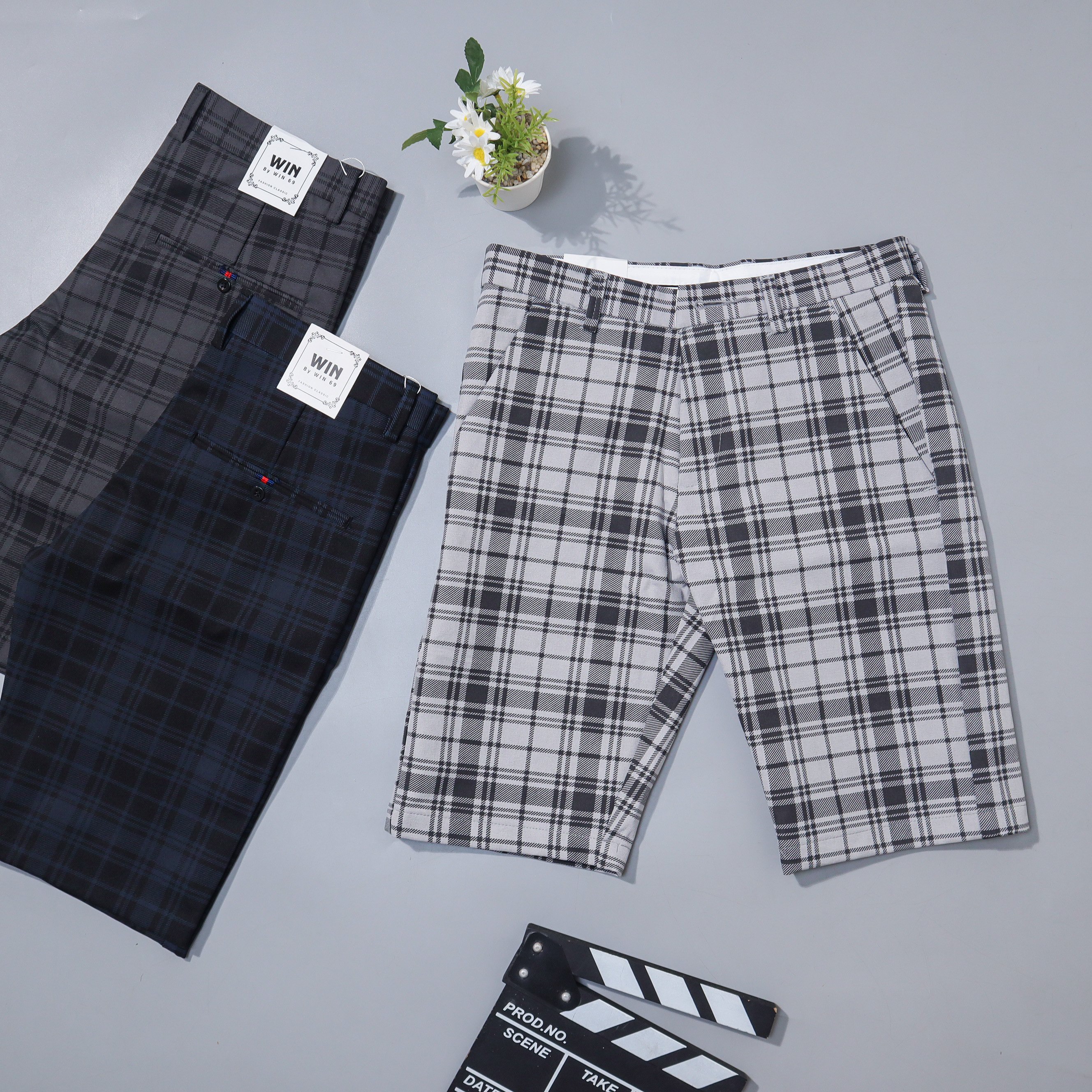 Quần Short Tây Nam dáng ôm body hàng đẹp - Mã caro 02