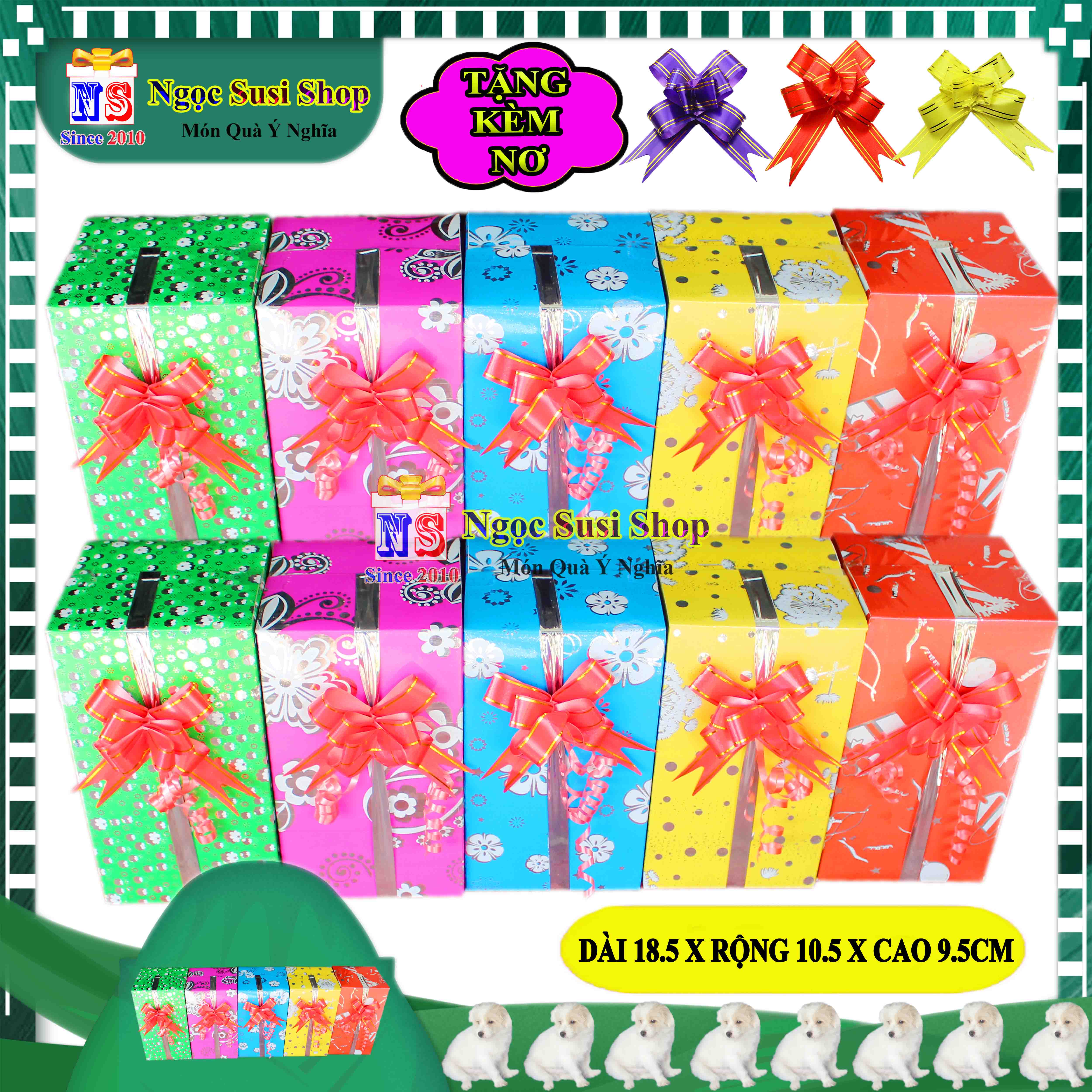 HỘP QUÀ CHỮ NHẬT SIZE NHỎ 18.5CM NHIỀU MÀU RẤT XINH + TẶNG KÈM NƠ 1.8CM - HỘP QUÀ TẶNG GIẤY KIẾNG SIÊU ĐẸP