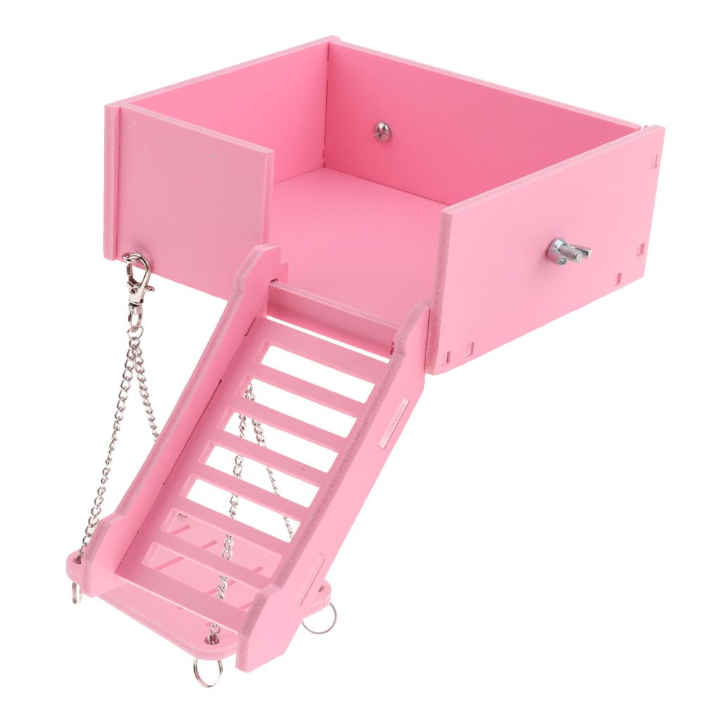 Wooden Platform Swing and Ladder Set for Mouse Chinchilla Rat Gerbil Pink