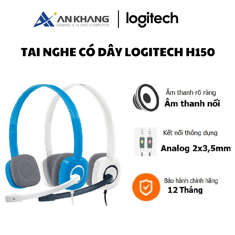 Tai nghe Logitech H150 Âm Thanh Nổi 2 Giắc - Hàng Chính Hãng - Bảo Hành 12 Tháng