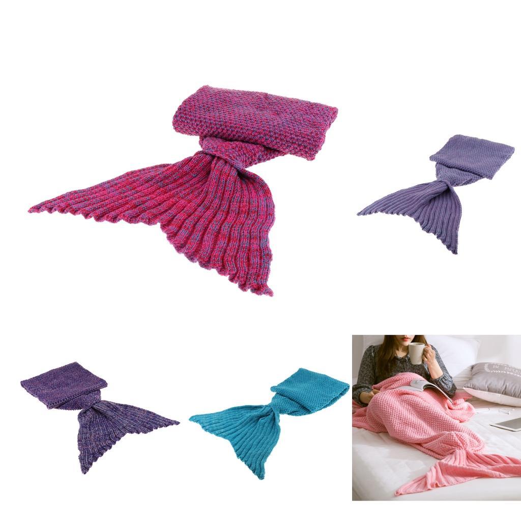Kids Mermaid Tail Blanket Knitted Sleeping Handmade Blanket Bag
