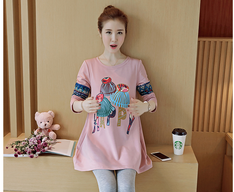 Áo bầu thu đông thun cotton họa tiết cute AB1199