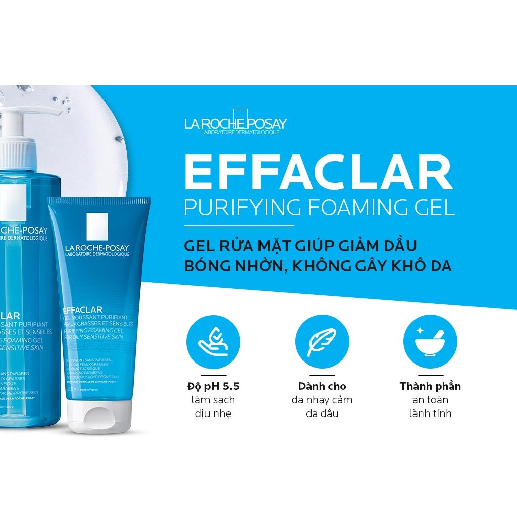 Bộ chống nắng không nhờn rít La Roche-Posay Anthelios Shaka Fluid 50ml & Gel rửa mặt cho da dầu mụn 50ml