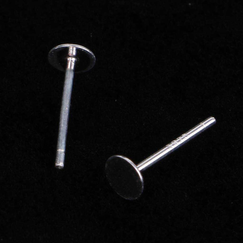 Sliver Earrings Posts Flat Pad Blank Ear Stud Pin for Earring Making Findings 10 mm Pack of 5 Paris