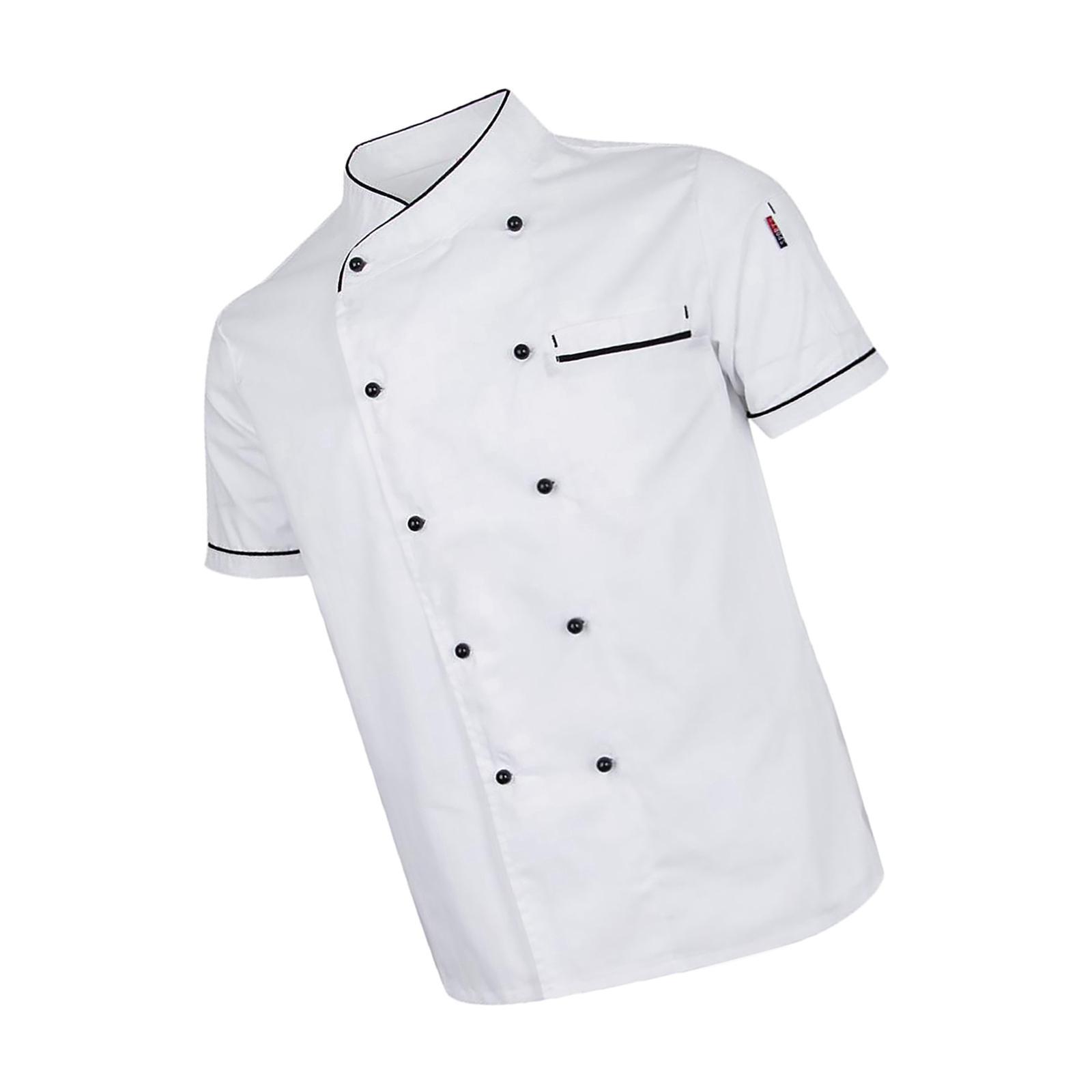 Chef Jacket Short Sleeve Uniform for Restaurant Kitchen Culinary School White