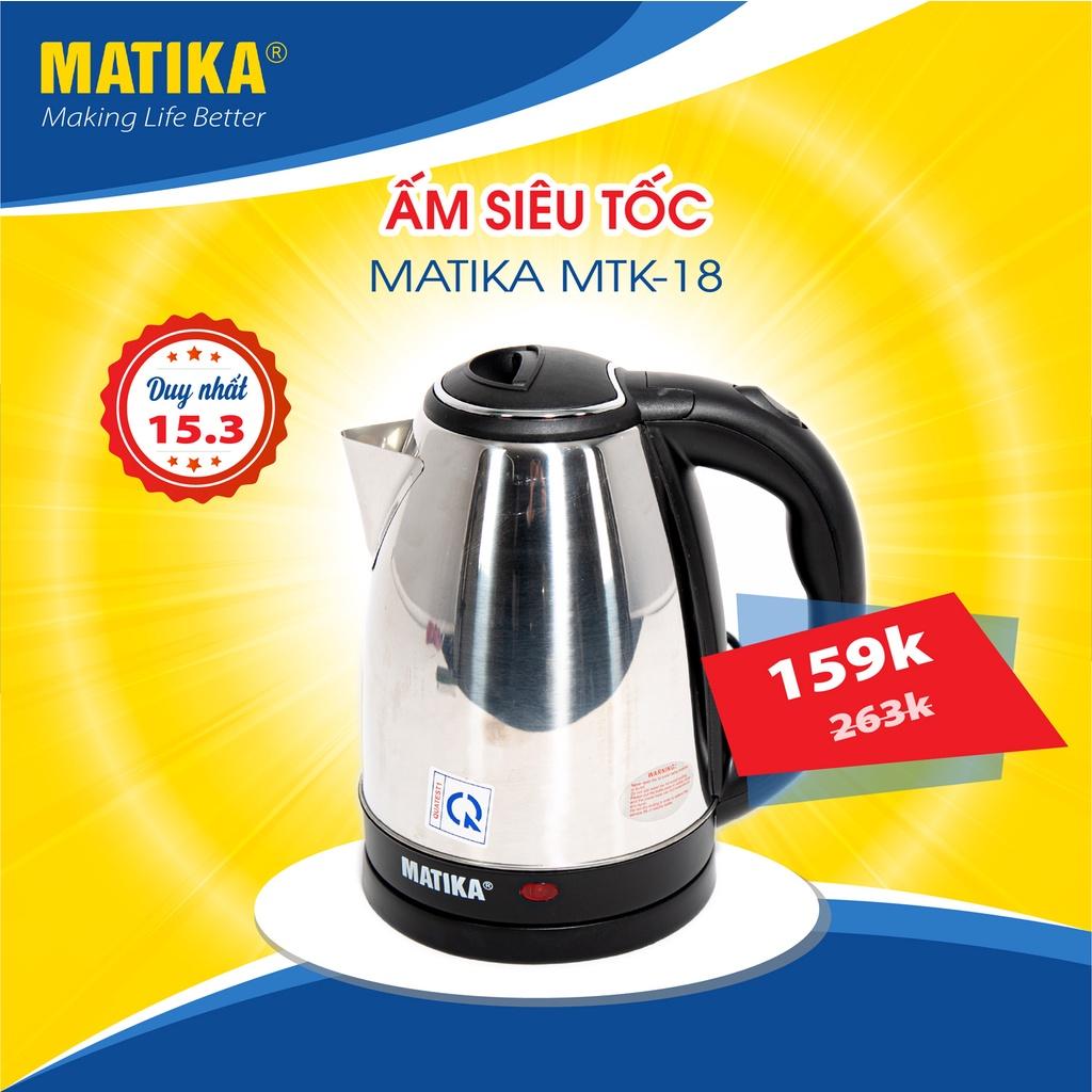 Ấm Siêu Tốc MATIKA Inox 1.8L MTK-18 Hàng Chính Hãng
