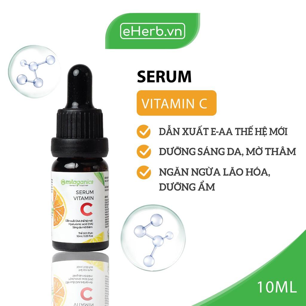 Serum Trắng Da Vitamin C Dưỡng Sáng, Mờ Thâm Bổ Sung HA & Collagen MILAGANICS 10ml