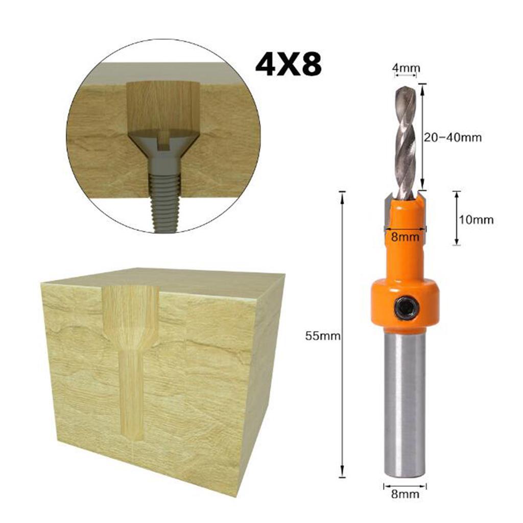 4 Pieces Alloy Tapered Countersink 8mm Shank Wrenches Set Tools