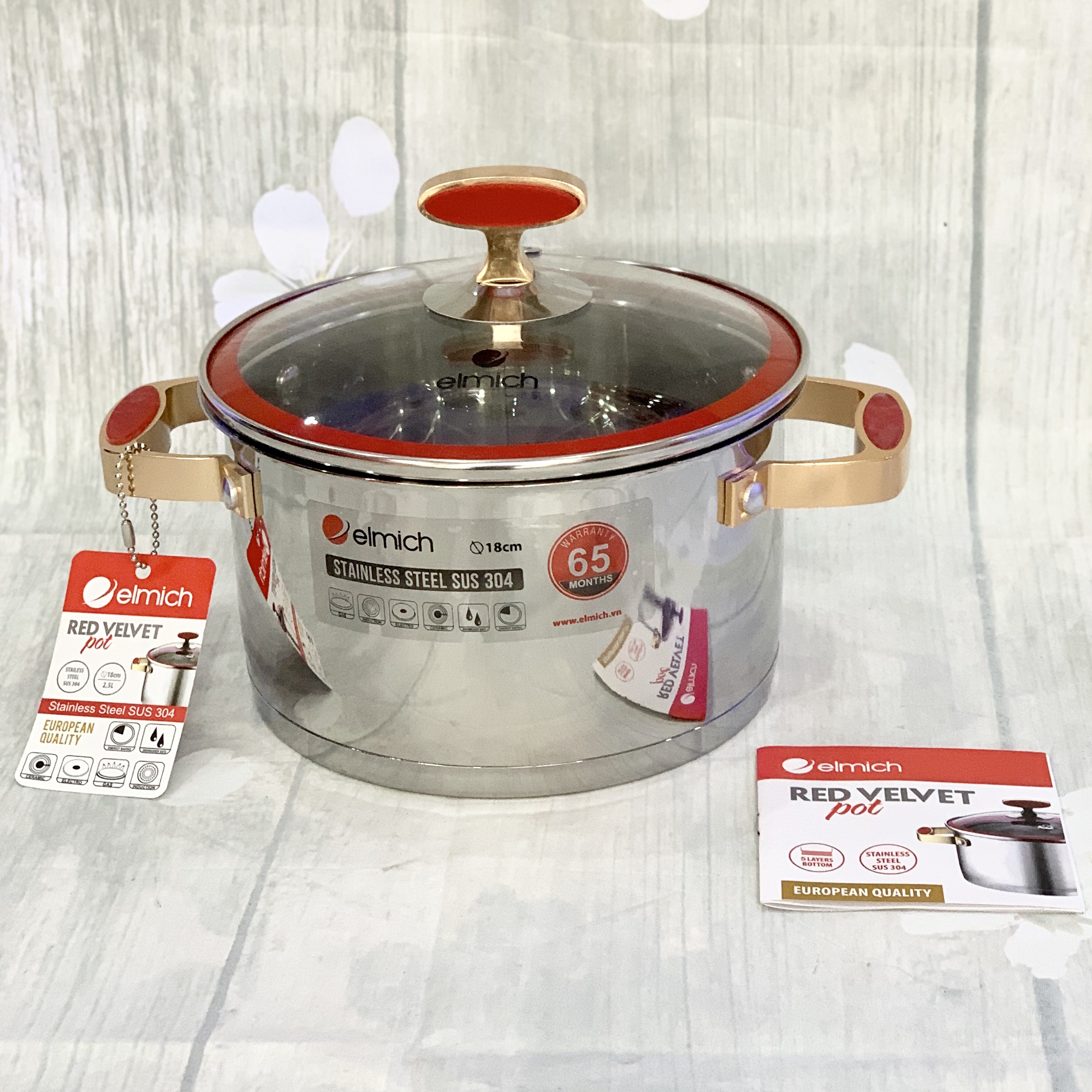XOONG INOX 304 CAO CẤP RED VELVET - 5 LỚP ĐÁY TỪ 20CM