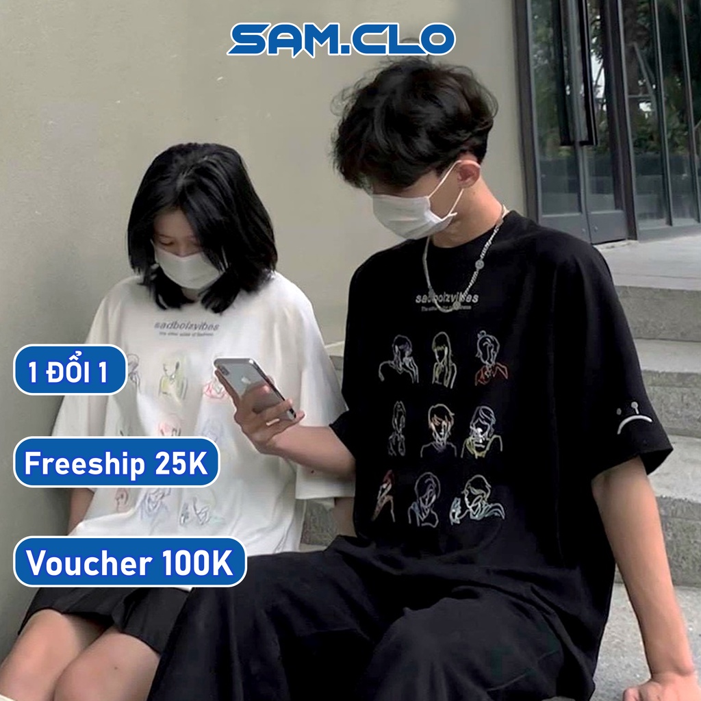 Áo thun nam nữ tay lỡ SAM CLO form rộng Unisex, mặc cặp, nhóm sadboiz SAD STORY - 80% COTTON