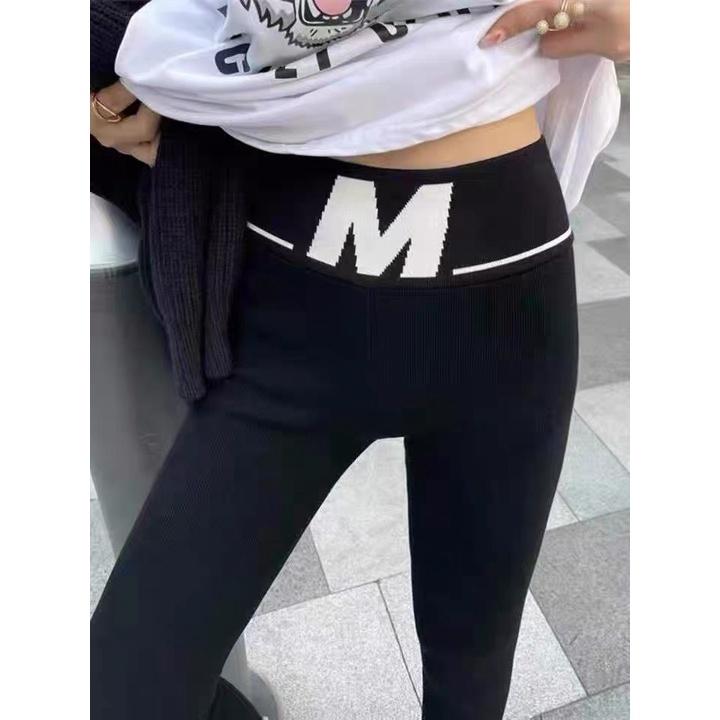 Quần legging nữ cạp cao chữ M chất zip co giãn thoải mái QL01