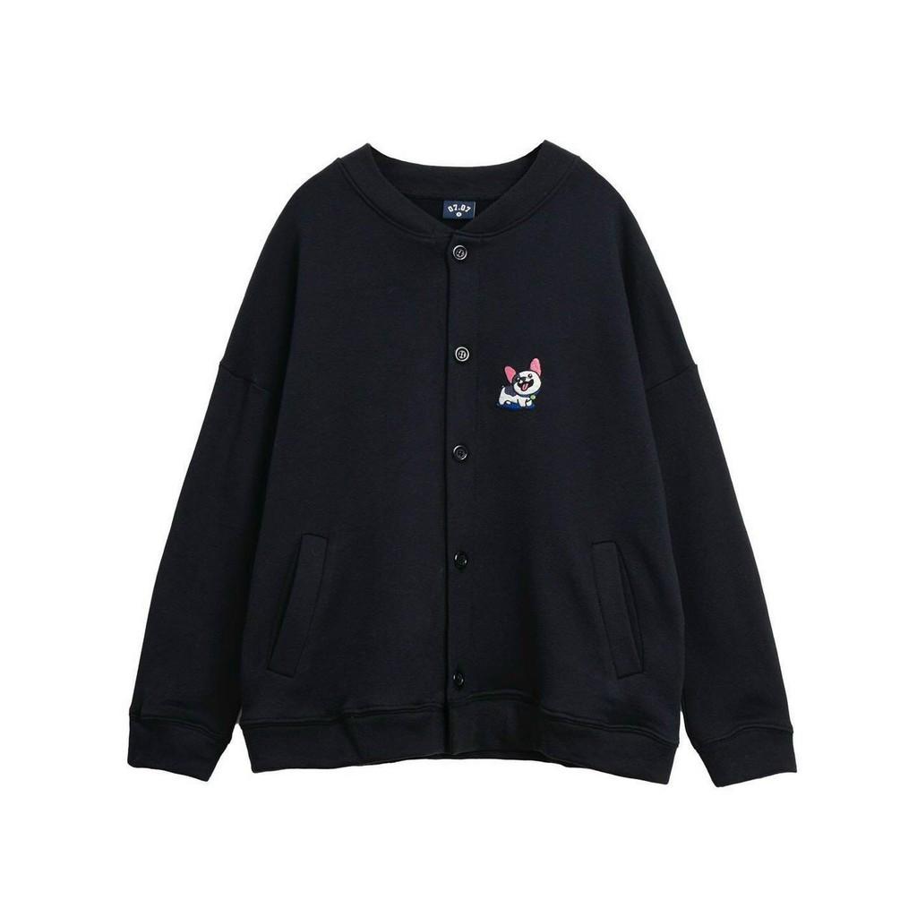 ÁO KHOÁC CARDIGAN NỮ VẢI NỈ BÔNG DÀY MỊN CÚN CON,Áo Khoác Nỉ Cardigan Ulzzang Thêu Cún Cực Xinh Form Rộng-Jins Store