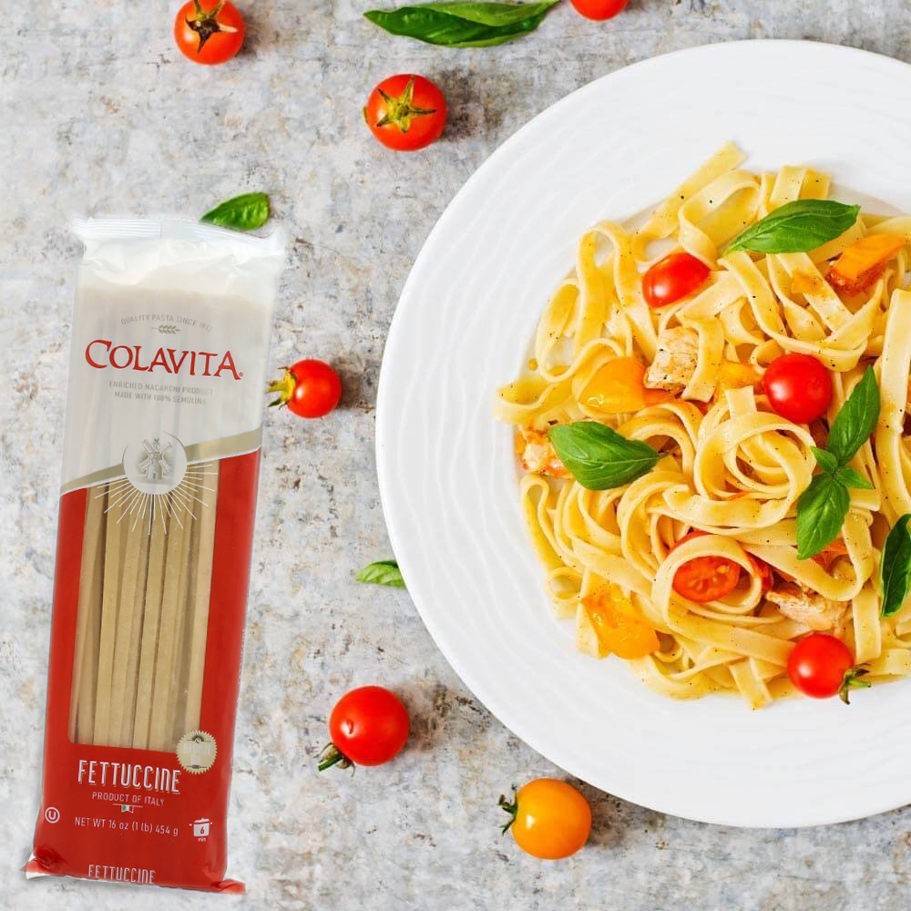 Mì Ý Sợi Dẹt Cao Cấp Colavita Fettuccine Pasta Bronze Die Cut Nhập Khẩu Từ Ý