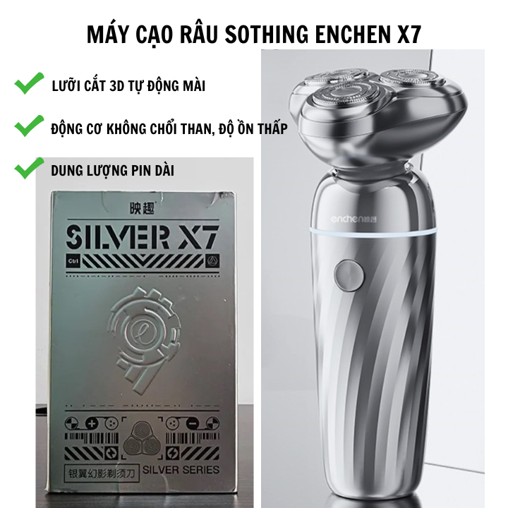 Máy cạo râu Sothing Enchen Silver X7, Hệ thống ESM cạo râu thông minh- Hàng chính hãng