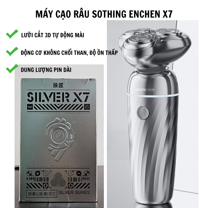 Máy cạo râu Sothing Enchen  Silver X7, Hệ thống ESM cạo râu thông minh- Hàng chính hãng