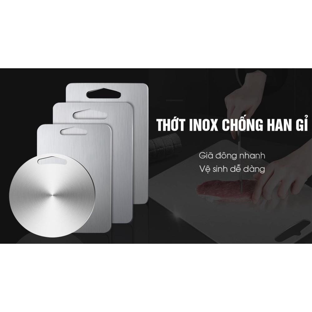 Thớt inox 304 cao cấp kháng khuẩn - chống ẩm mốc độc hại, vệ sinh dễ dàng, tiện lời, cường lực không mùn gỗ, an toàn