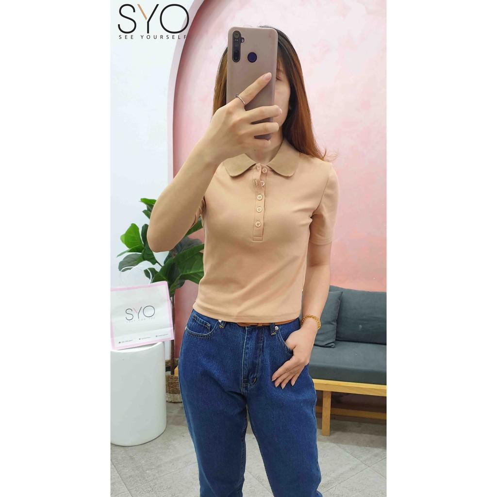 Áo phông nữ dáng polo croptop cổ đức SYO A3001-21