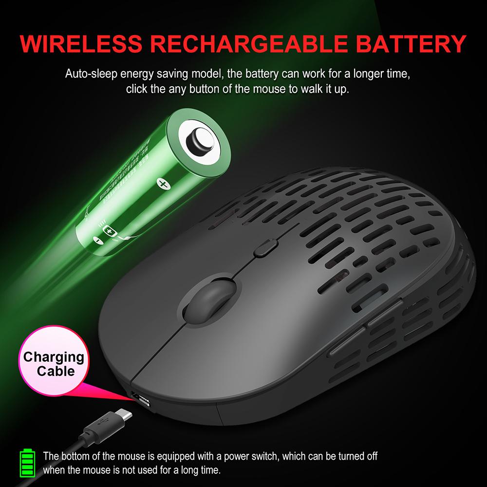 Chuột Không Dây 2.4GHz Sạc Chuột Ergonomic Rỗng Chuột Mini Không Dây Chuột Máy Tính Dành Cho Laptop Máy Tính Để Bàn