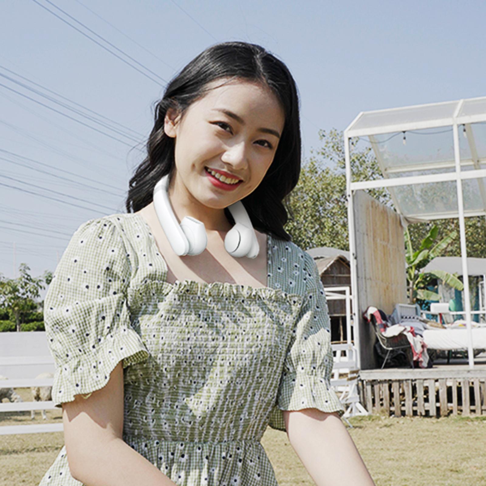 Portable USB Rechargeable Neckband Cooling Fan Neck Hanging Fan With Headset