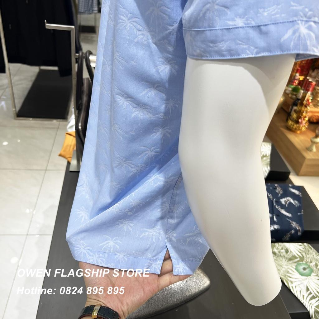 Áo Sơ mi Owen nam cộc tay dáng Bodyfit sợi Bamboo cao cấp mềm mịn mát AB230035NT